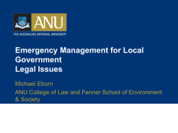 Emergency Management for Local Government Legal Issues