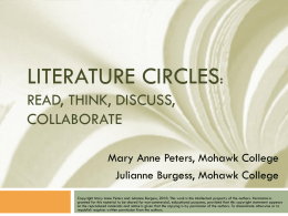 Literature Circles: Read, Think, Discuss, Collaborate