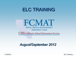 ELC 2012 Training Presentation
