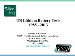 UN Li Battery Tests 1985 – 2013