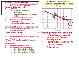 Fuel Cycle Chemistry - UNLV Radiochemistry