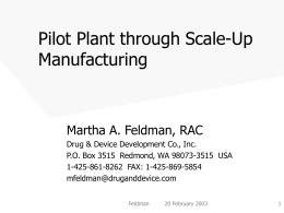 Pilot Plant through Scale