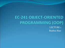 EC-241 Object Oriented Programming (OOP) - E