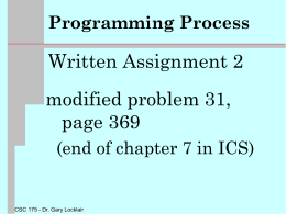 Programming Process - Concordia University Wisconsin