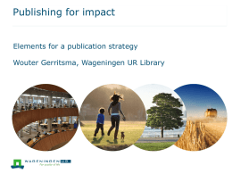 Publishing for impact : Elements for a pubication strategy