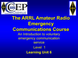 The ARRL Amateur Radio Emergency Communications Course