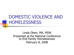DOMESTIC VIOLENCE AND HOMELESSNESS
