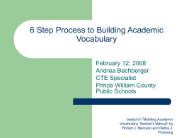6 Step Process to Building Academic Vocabulary - CTE