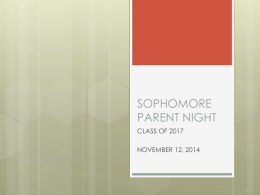 SOPHOMORE PARENT NIGHT - Duneland School Corporation