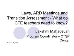 Laws, ARD Meetings and Transition Assessment