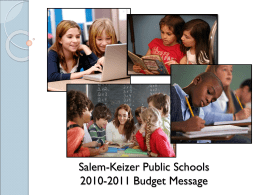 Budget Message 2009 - Salem