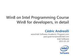 Win8 on Intel Programming Course