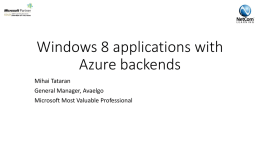 Windows 8 applications with Azure backends
