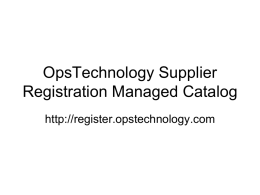 OpsTechnology Supplier Registration