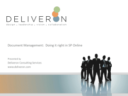 Document Management: Doing it right in SP Online
