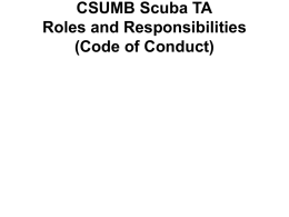 CSUMB Scuba TA Roles and Responsibilities (Code of Conduct)