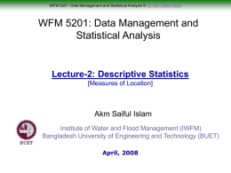 Lecture-2: Descriptive Statistics: Measures of Location