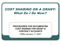 Cost Sharing on Sponsored Projects