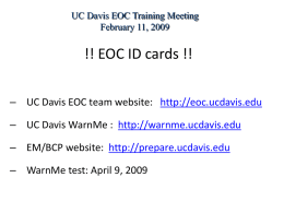 UC Davis EOC Training December 6, 2006