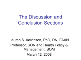 The Discussion and Conclusion Sections