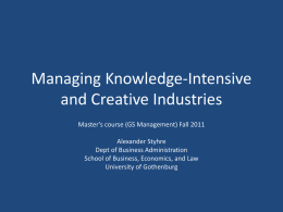 Managing Knowledge-intensive and creative work