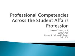 Professional Competencies Across the Student Affairs