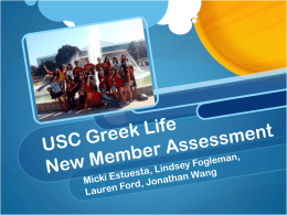 USC Greek Life New Member Assessment