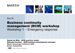 Business Continuity Management Workshop