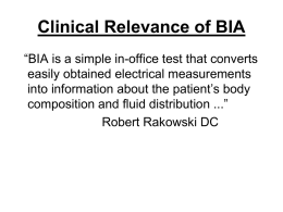 Clinical Relevance of BIA - 8 Weeks to Wellness Program