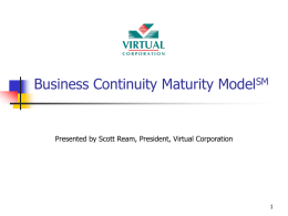 Business Continuity Maturity Model Workshop Agenda