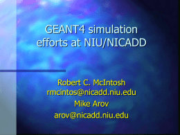 GEANT4 simulation effort at NIU