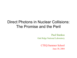 Direct Photons in Nuclear Collisions: The Promise and the