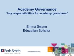 Academy Governance “key responsibilities academy goveners