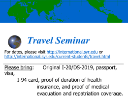 Travel Seminar - Center for International Services