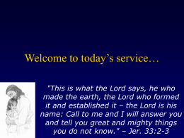 Welcome to today’s service… - Celestial Church of Christ