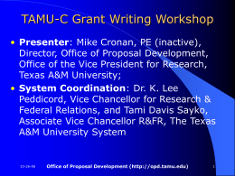 Presentation topics - Texas A&M University System