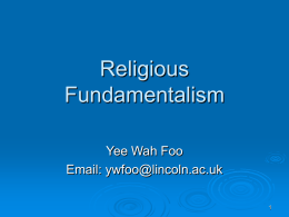 Religious Fundamentalism - Sheffield Hallam University