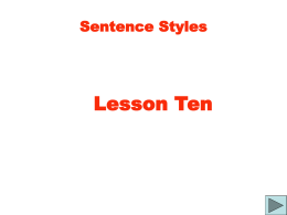 Sentence Styles - Ashland Community & Technical College