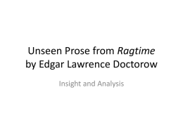 Unseen Prose from Ragtime by EL Doctorow