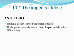 10.1 The imperfect tense