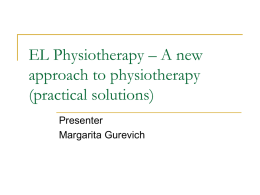 EL Physiotherapy – A new approach to practical solutions