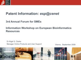 espacenet - European Bioinformatics Institute