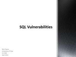 SQL Vulnerabilities - University of Tulsa