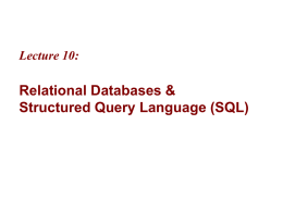 11. Relational Databases and SQL