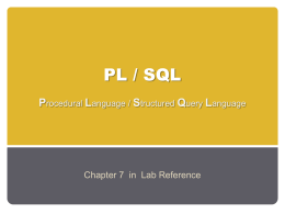PL/SQL - Database Principles | IT222 & CAP261