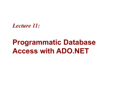 12. Programmatic Database Access with ADO.NET