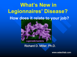 Control of Legionella and Legionnaires’ Disease