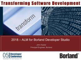 2018 – ALM for Borland Developer Studio