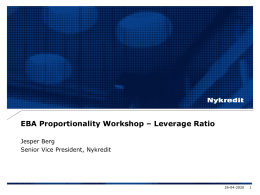 EBA Proportionality Workshop – Leverage Ratio