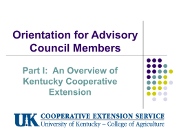 An Orientation for Kentucky Cooperative Extension Advisory